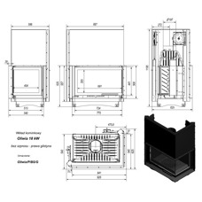 Топка OLIWIA/P/BS/G, Г-образное стекло справа, гильотина Топка OLIWIA/P/BS/G, Г-образное стекло справа, гильотина