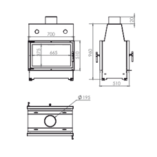 Топка ECT Double 70x51/C 13 кВт, 700/510, туннель, футеровка чугун Топка ECT Double 70x51/C 13 кВт, 700/510, туннель, футеровка чугун