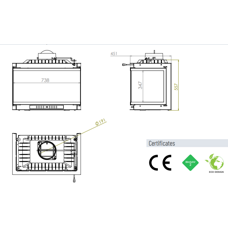 Топка ECT Font/700/LR 14 кВт, 738/X/451, трехстороннее стекло Топка ECT Font/700/LR 14 кВт, 738/X/451, трехстороннее стекло