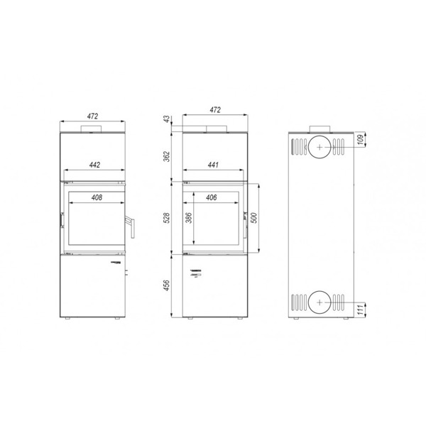 Печь DEFRO HOME QUADROOM, 9,6 кВт, белая сталь