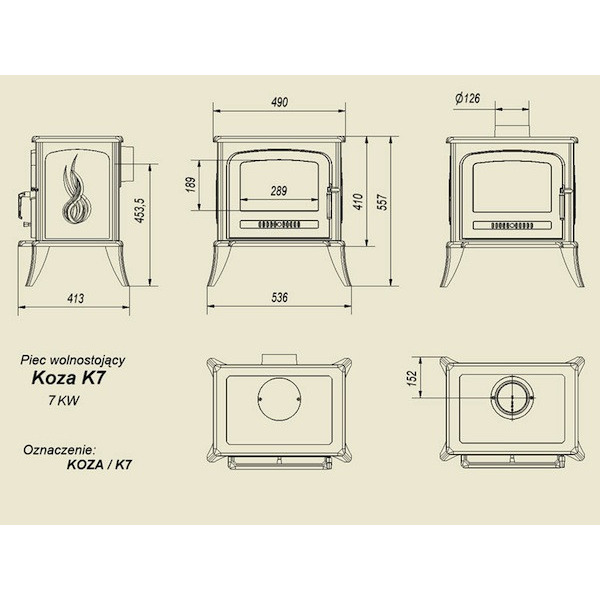 Чугунная печь Kratki Koza/K7 (термостат)
