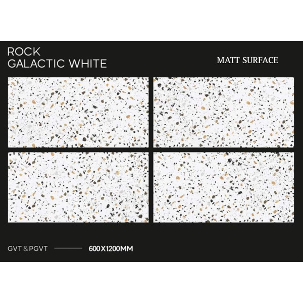 Керамогранит тераццо матовый - Rock galactic white 120х60 см