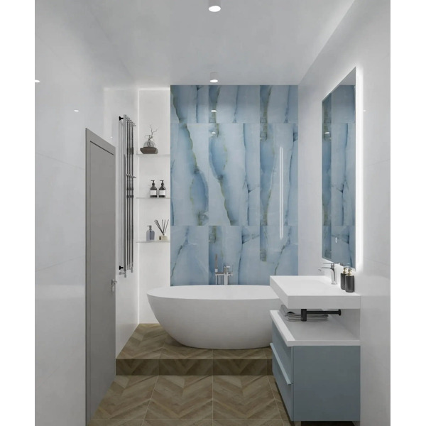 Керамогранит голубой глянцевый - Mozitto Onyx Aqua 120х60 см