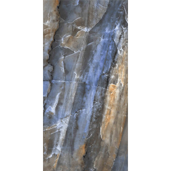 Керамогранит голубой с коричневым супер глянцевый - Lorenzo Blue 120х60 см