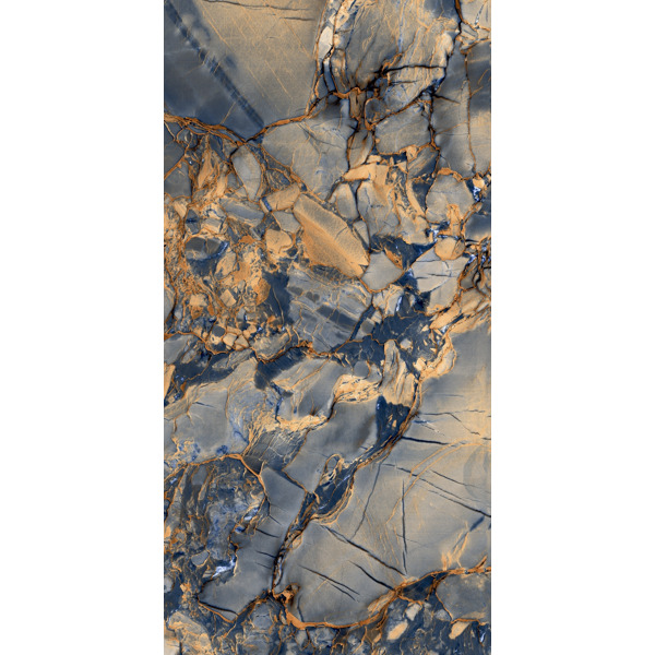 Керамогранит голубой с коричневым супер глянцевый - Dakota Blue 120х60 см
