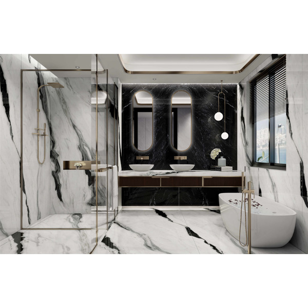 Керамогранит черно-белый глянцевый - Panda White Polished 1600х3200x6 мм Керамогранит черно-белый глянцевый - Panda White Polished 1600х3200x6 мм