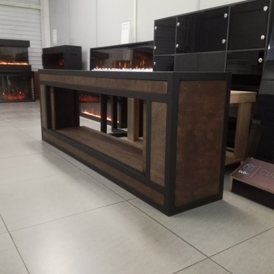 Тумба ТВ под телевизор в виде электрокамина LOFT Wood 60 