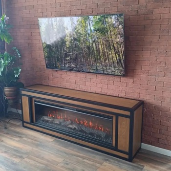Тумба ТВ под телевизор в виде электрокамина LOFT Wood 60