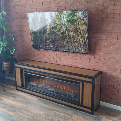Тумба ТВ под телевизор в виде электрокамина LOFT Wood 60